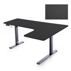 Birou reglabil pe înălțime UNIZDRAV 160x110 cm, neagru - colț dreapta