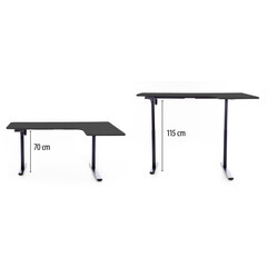 Birou reglabil pe înălțime UNIZDRAV 160x110 cm, neagru - colț dreapta