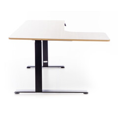 Birou reglabil pe înălțime UNIZDRAV 160x110 cm, stejar maro - colț stâng