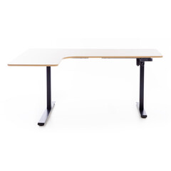 Birou reglabil pe înălțime UNIZDRAV 160x110 cm, stejar maro - colț stâng