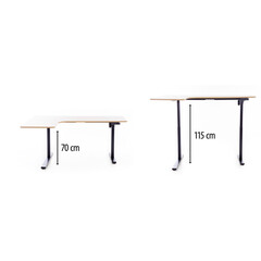 Birou reglabil pe înălțime UNIZDRAV 160x110 cm, stejar maro - colț stâng