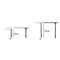 Birou reglabil pe înălțime UNIZDRAV 160x110 cm, gri - colț stâng