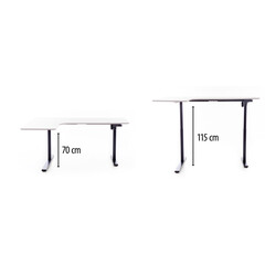 Birou reglabil pe înălțime UNIZDRAV 160x110 cm, alb - colț stâng