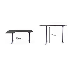 Birou reglabil pe înălțime UNIZDRAV 160x110 cm, neagru - colț stâng