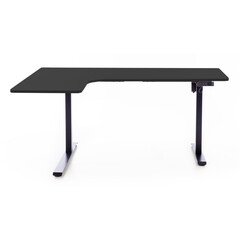 Birou reglabil pe înălțime UNIZDRAV 160x110 cm, neagru - colț stâng