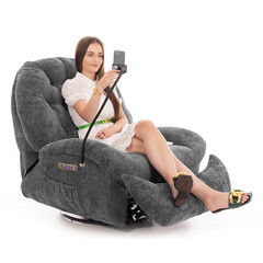 Fotoliu relaxant elegant TRENDY cu funcție de masaj și încălzire, antracit