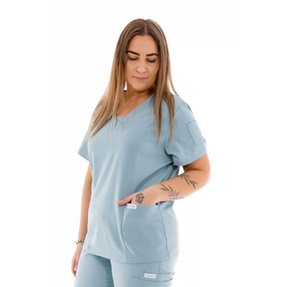 Bluză medicală damă Unidress Basic, albastru patel Mărimea XS