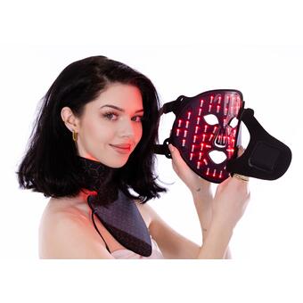 Mască cu fototerapie LED și lumină NIR pentru față și gât