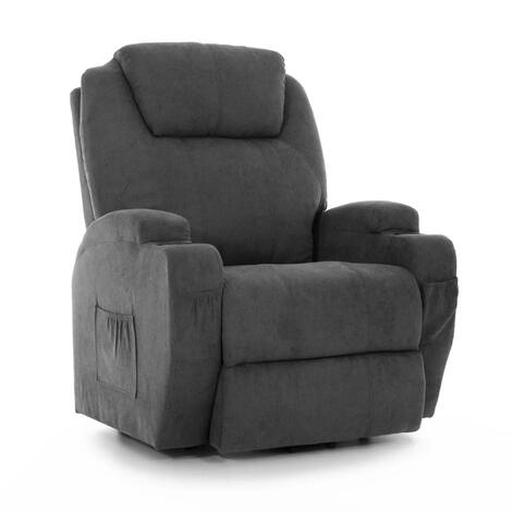 Fotoliu de masaj, cu funcție de ridicare, de culoare antracit