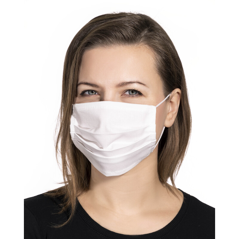 Mască de față din pânză cu bandă de cauciuc, albă 1 buc