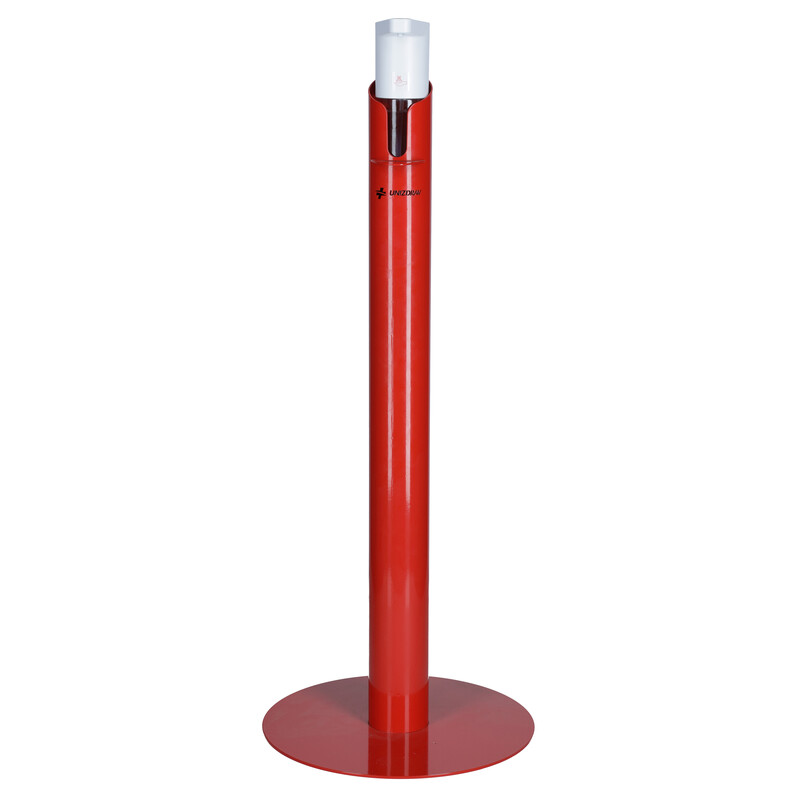 Dozator automat pentru dezinfecție cu suport UNIZDRAV, roșu