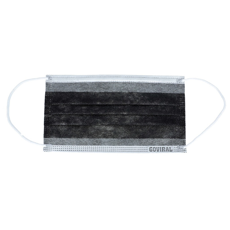 Mască de față cu bandă de cauciuc - gri-negru chirurgical, 50 buc