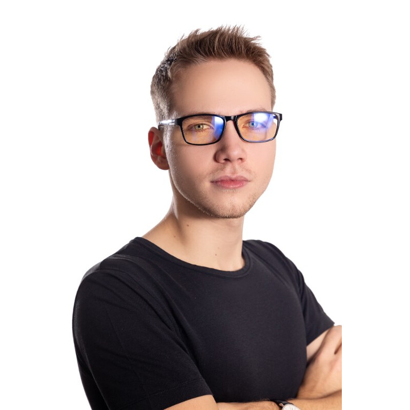 Ochelari UNIZDRAV anti-lumină albastră negru - unisex + husă, geantă și set de testare