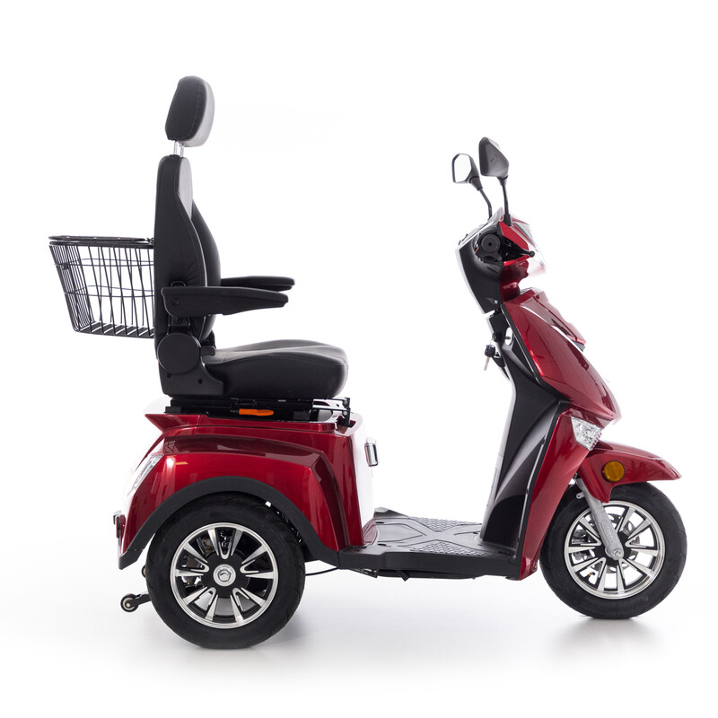 Scuter electric cu trei roți CHAMPION pentru seniori - motor puternic de 1000 W, roșu