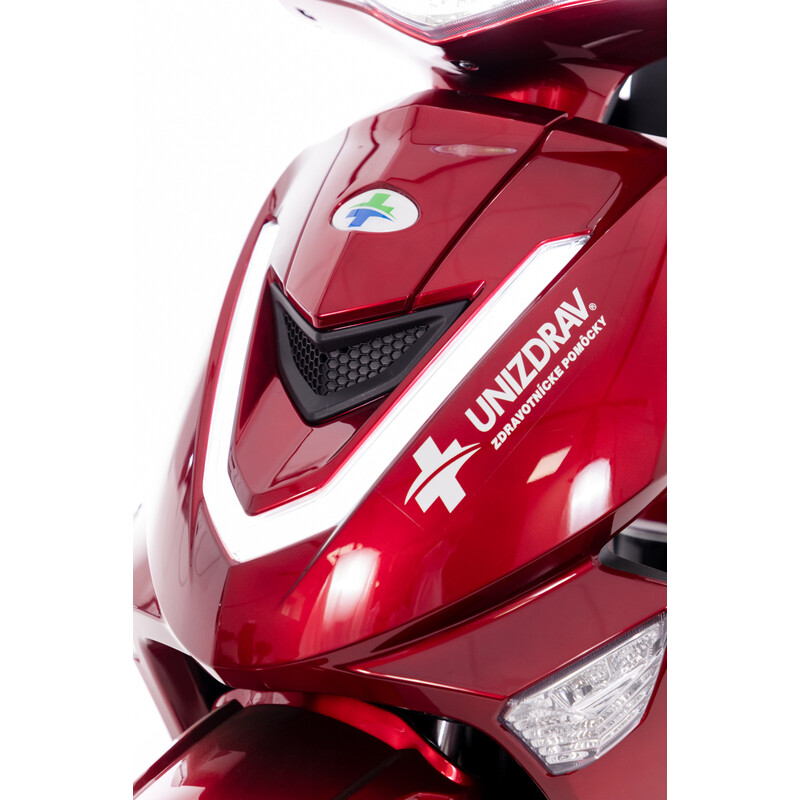 Scuter electric cu trei roți CHAMPION pentru seniori și persoane invalide - motor puternic de 1000 W, roșu