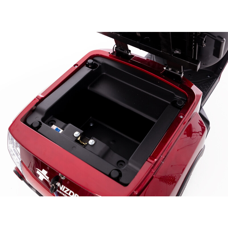 Scuter electric cu trei roți CHAMPION pentru seniori și persoane invalide - motor puternic de 1000 W, roșu