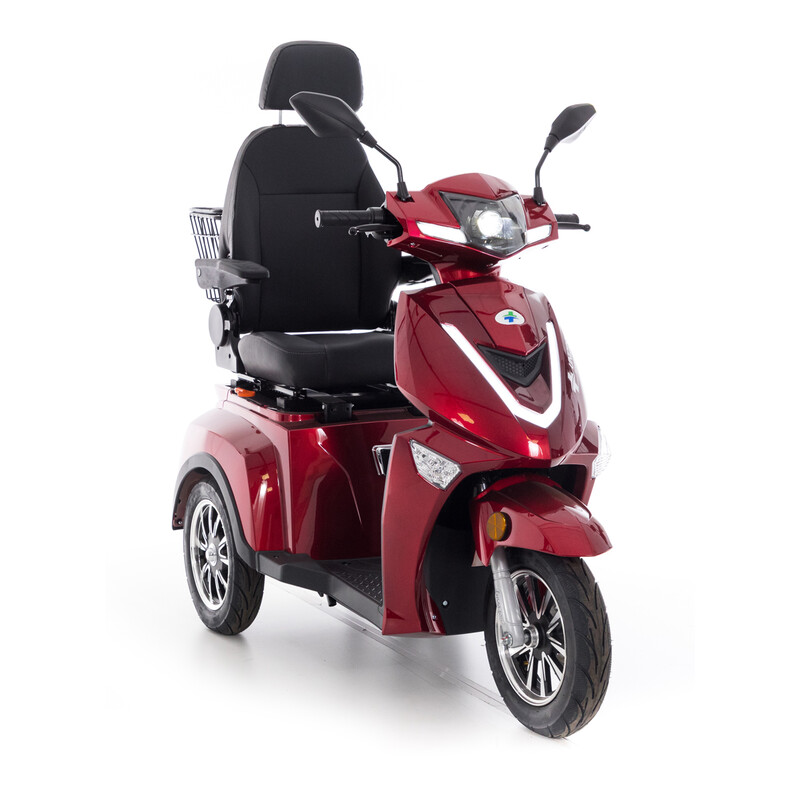 Scuter electric cu trei roți CHAMPION pentru seniori - motor puternic de 1000 W, roșu