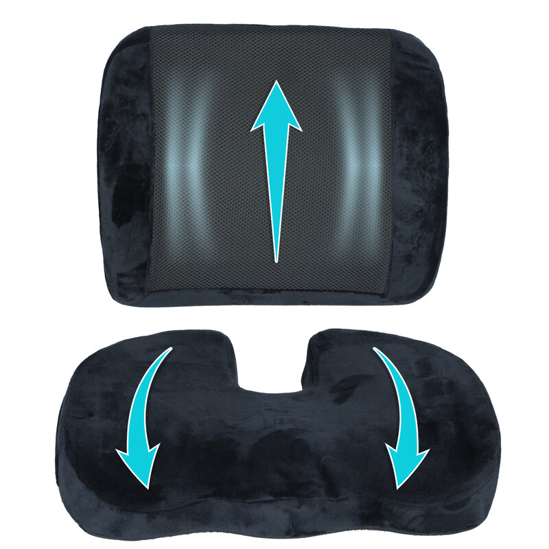 Pernă șezut ortopedică + suport spate ortopedic - set complet