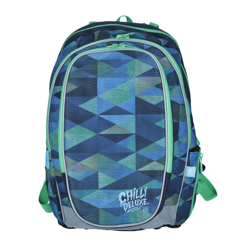 Ghiozdan ergonomic de școală  albastru - verde