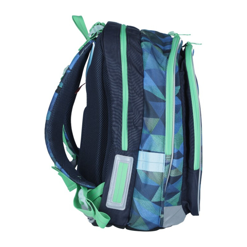 Ghiozdan ergonomic de școală  albastru - verde