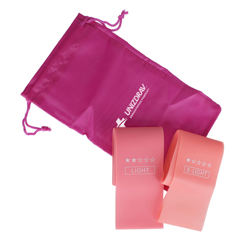 Bandă elastică fitness roz, set de 5 buc