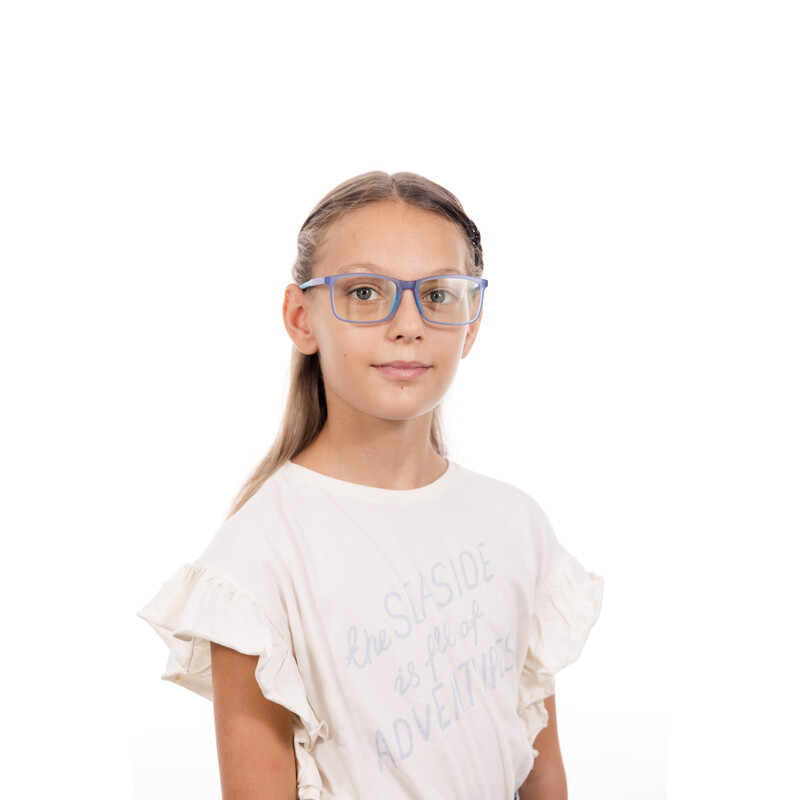 Ochelari anti-lumină albastră pentru copii roz UNIZDRAV + carcasă, geantă și set de testare