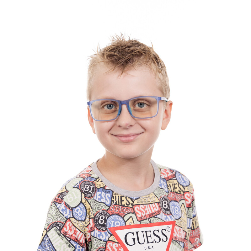 Ochelari anti-lumină albastră pentru copii albastri UNIZDRAV + carcasă, geantă și set de testare