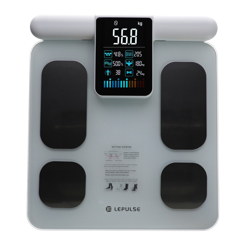 Cântar profesional SMART cu funcție de analiză corporal și afisaj LED pe mâner + aplicație mobilă și Bluetooth