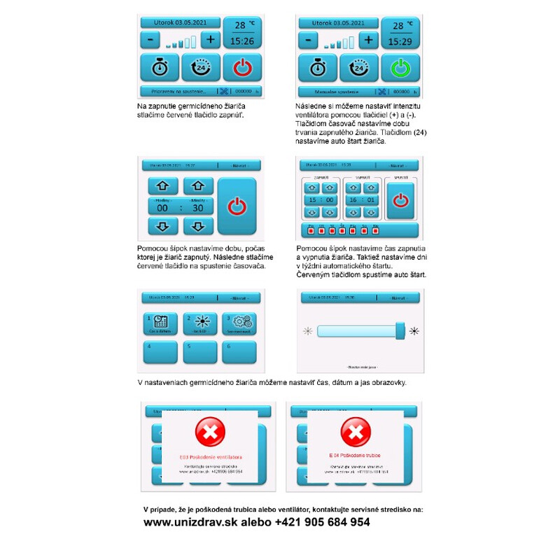 Lampă germicidă UNIZDRAV cu afișaj, închisă, mobilă, UVC 36 - versiune neagră (Produs folosit)