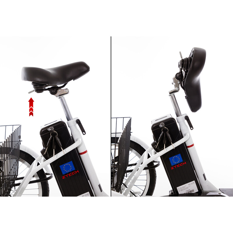 Bicicletă electrică cu trei roți Tornádo ZTECH, albă | UNIZDRAV