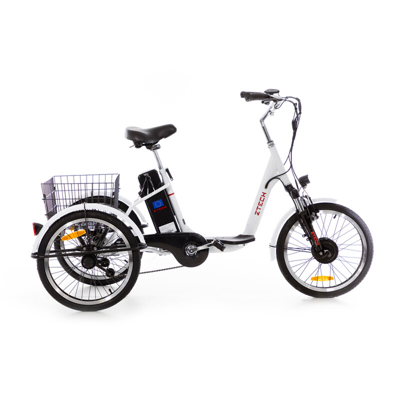 ELECTRIC × DRT ドライT XLサイズ WHITE× BLACK ② Bicicletă electrică cu trei roți Tornádo ZTECH, albă | UNIZDRAV
