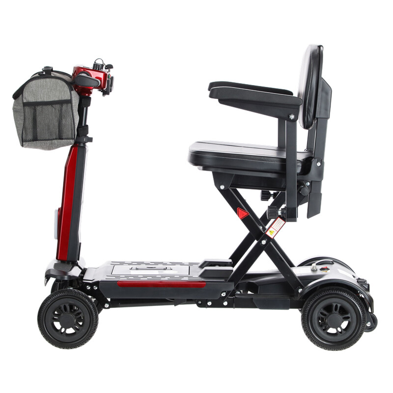 Scaun cu rotile pliabil COMPACT pentru seniori cu baterie litiu