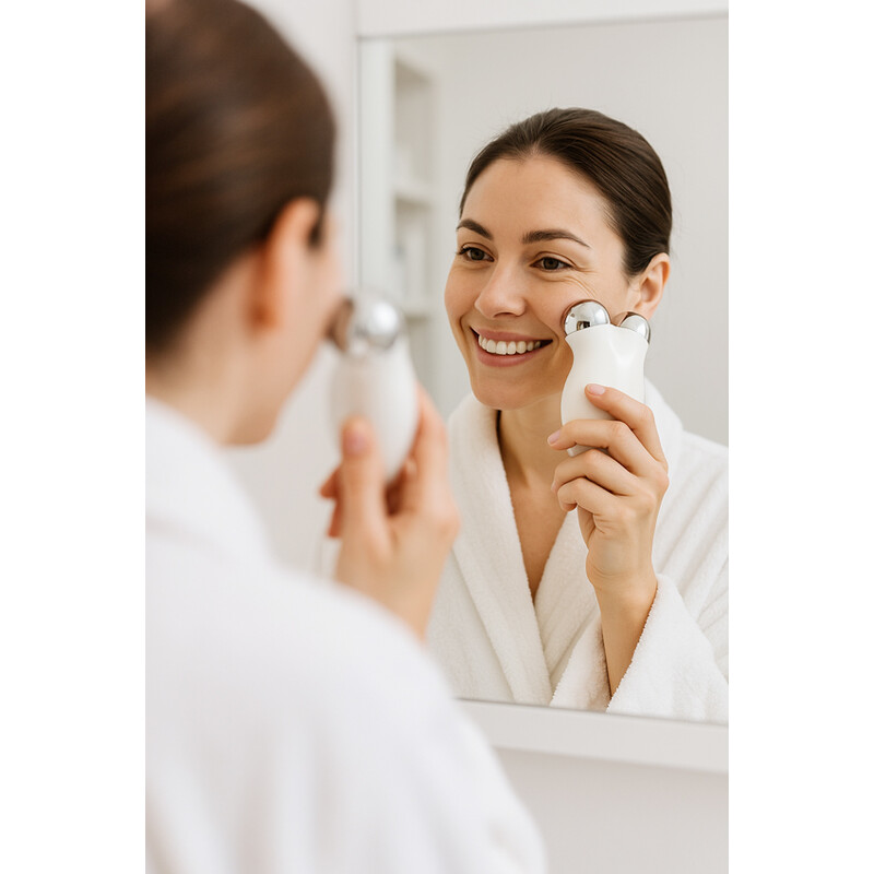 Aparat de masaj pentru față și gât cu funcție EMS