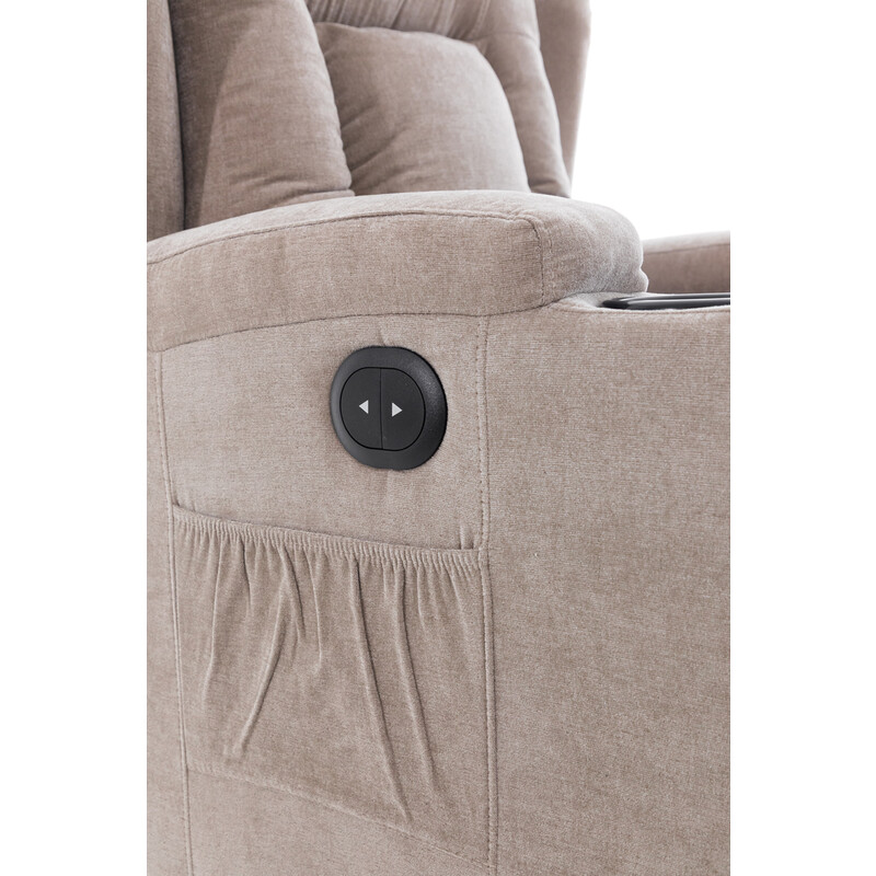 Fotoliu relaxant rabatabil, material textil bej închis