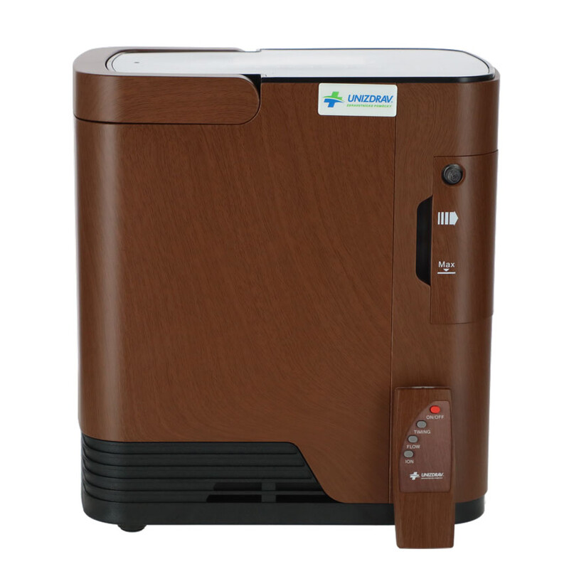 Concentrator de oxigen cu ieșire vocală UNIZDRAV, 7 l/min, imitație de lemn - 2 ORE DE UTILIZARE