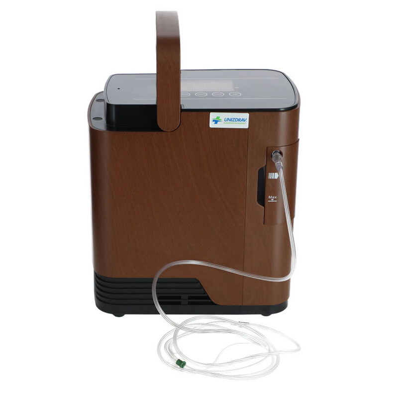 Concentrator de oxigen cu ieșire vocală UNIZDRAV, 7 l/min, imitație de lemn (Produs resigilat)