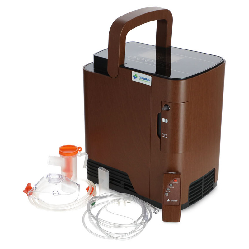 Concentrator de oxigen cu ieșire vocală UNIZDRAV, 7 l/min, imitație de lemn (Produs resigilat)