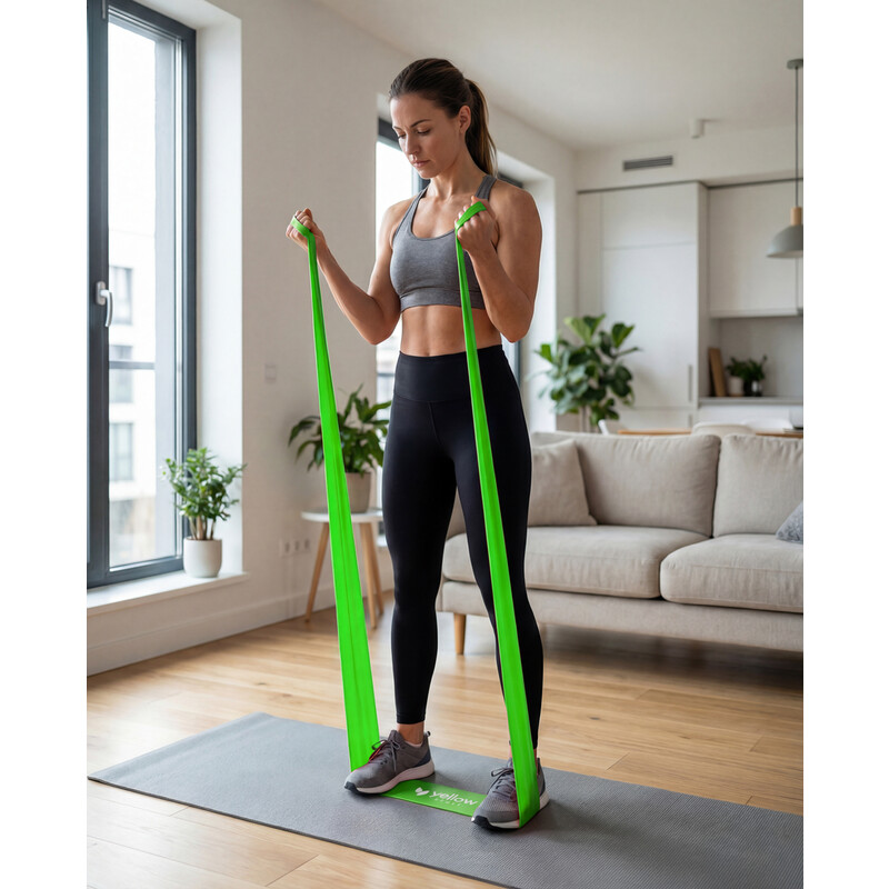 Bandă elastică pentru fitness, rezistență 5 – 8 kg, verde