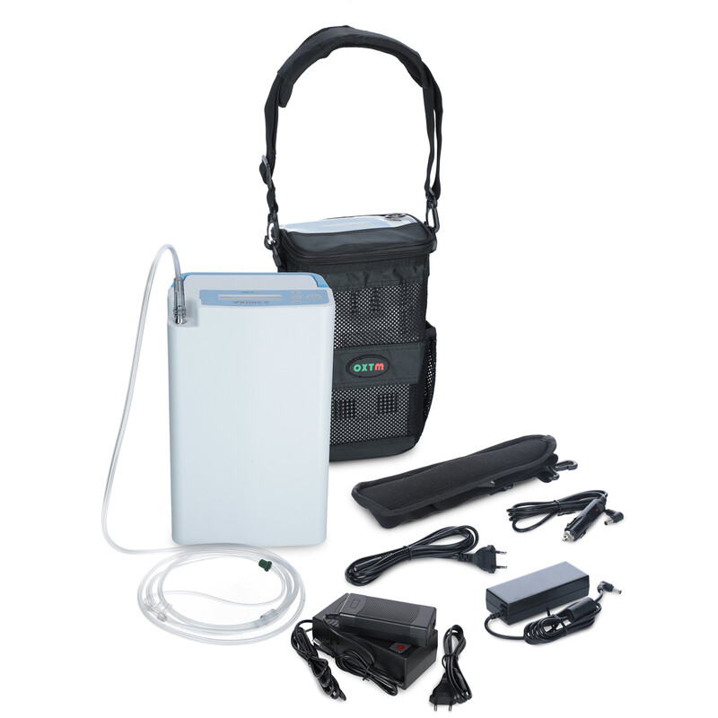 Concentrator de oxigen portabil Venus 6 cu baterie externă și canulă nazală