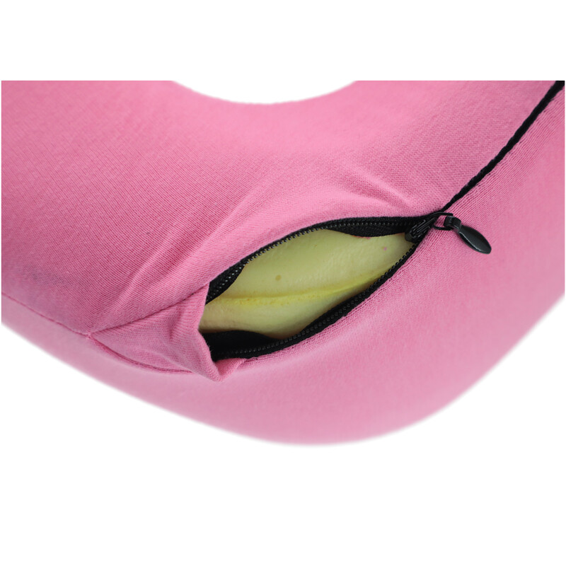Pernă de călătorie ergonomică din spumă cu memorie, roz