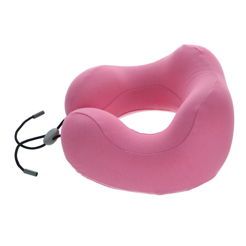 Pernă de călătorie ergonomică din spumă cu memorie, roz