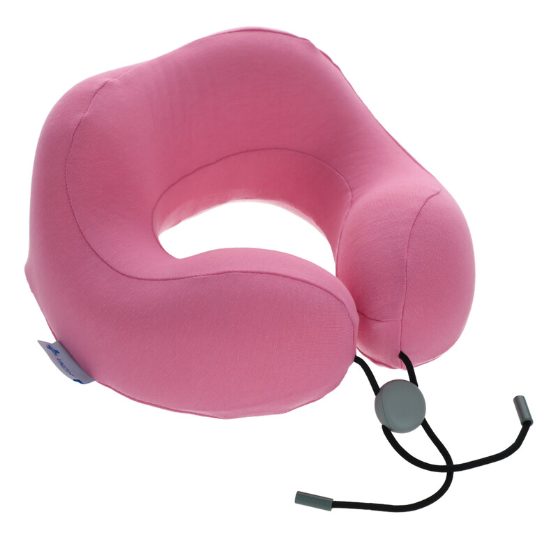 Pernă de călătorie ergonomică din spumă cu memorie, roz