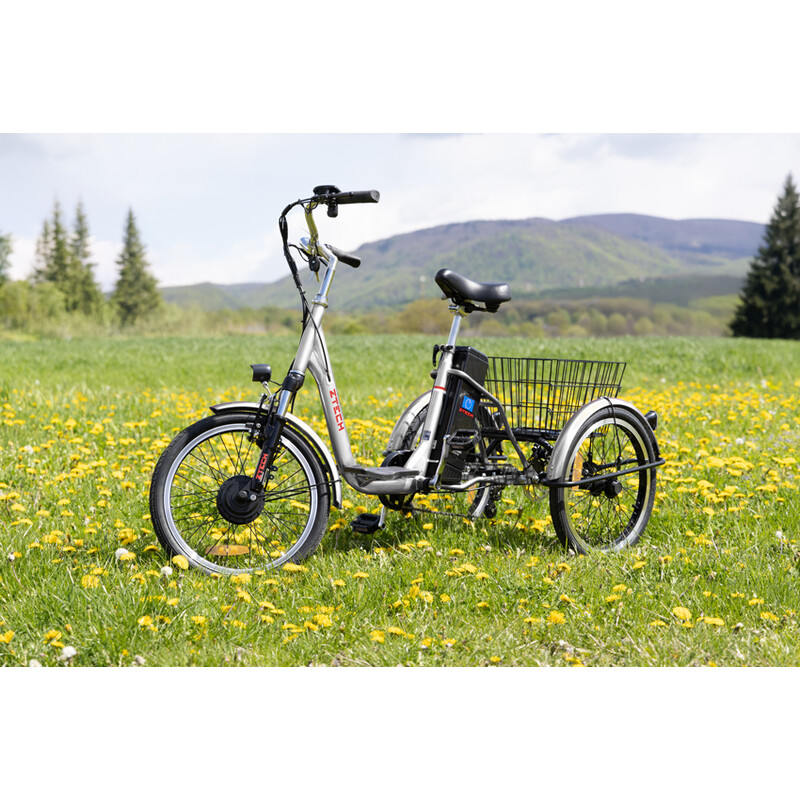 Tricicletă electrică cu trei roți Tornado ZTECH, argintie