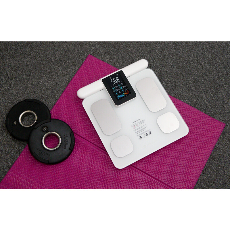 Cântar profesional SMART cu funcție de analiză corporal și afisaj LED pe mâner + aplicație mobilă și Bluetooth (Produs folosit)