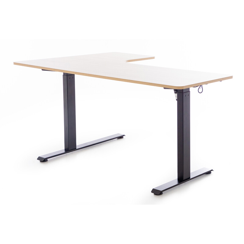 Birou reglabil pe înălțime UNIZDRAV 160x110 cm, stejar maro - colț dreapta