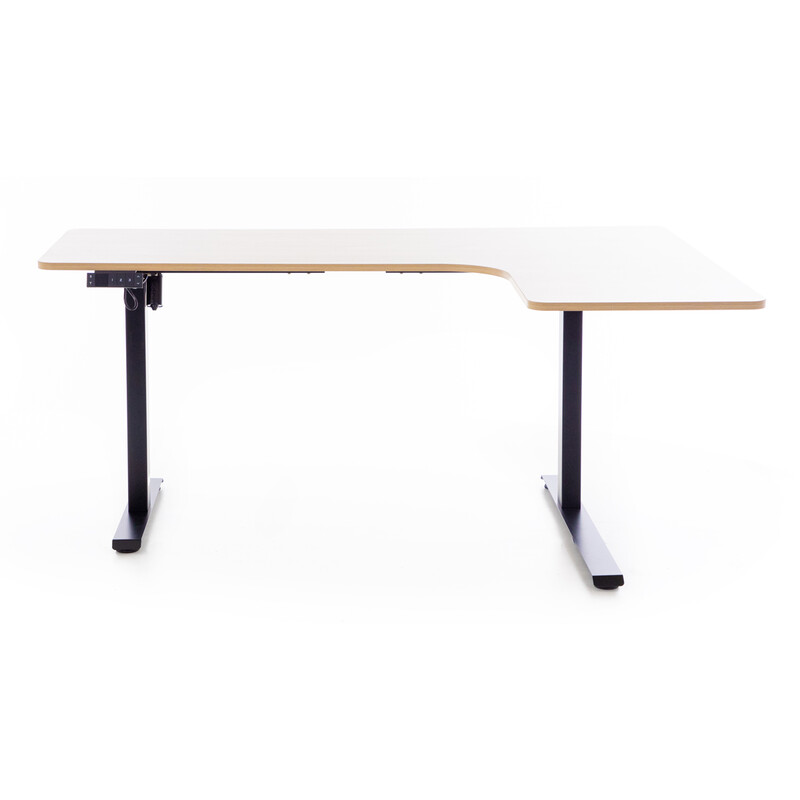 Birou reglabil pe înălțime UNIZDRAV 160x110 cm, stejar maro - colț dreapta