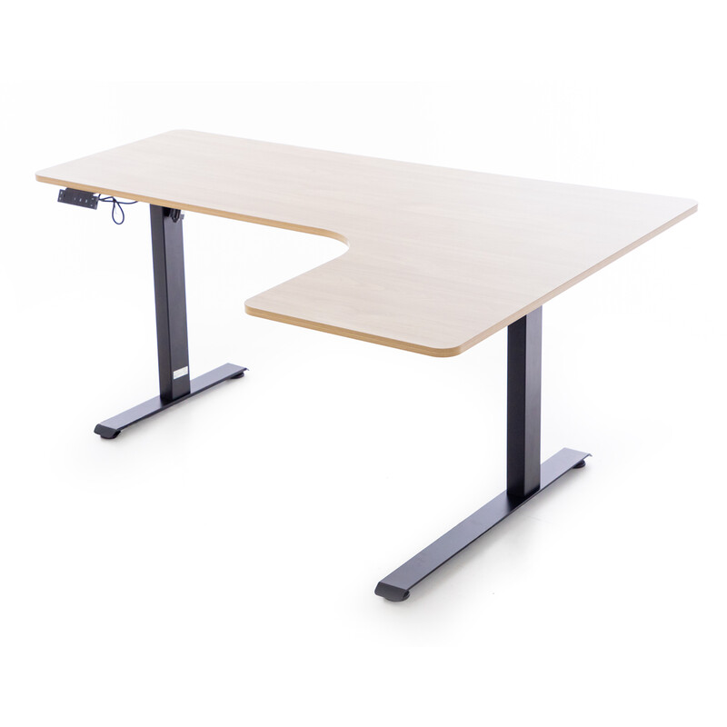 Birou reglabil pe înălțime UNIZDRAV 160x110 cm, stejar maro - colț dreapta