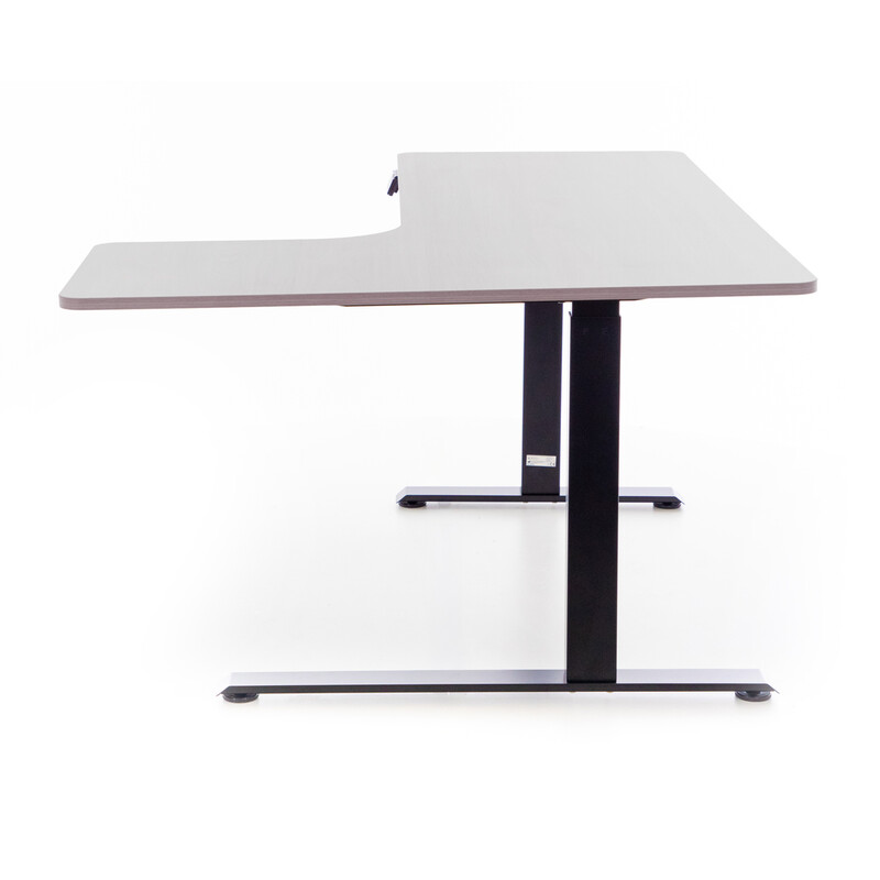 Birou reglabil pe înălțime UNIZDRAV 160x110 cm, gri - colț dreapta
