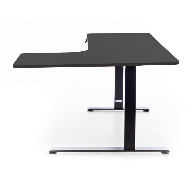 Birou reglabil pe înălțime UNIZDRAV 160x110 cm, neagru - colț dreapta