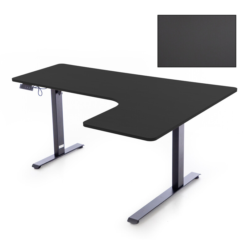 Birou reglabil pe înălțime UNIZDRAV 160x110 cm, neagru - colț dreapta